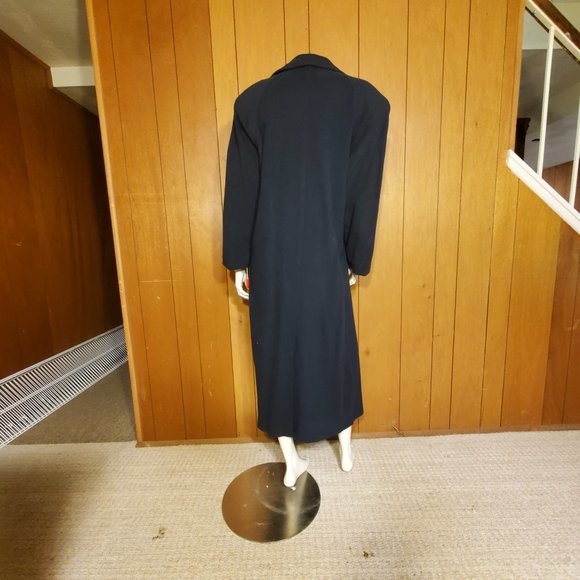 Ivy Koral Vintage Navy Blue Wool Trench Coat Women's Size Large - Picture 7 of 10
